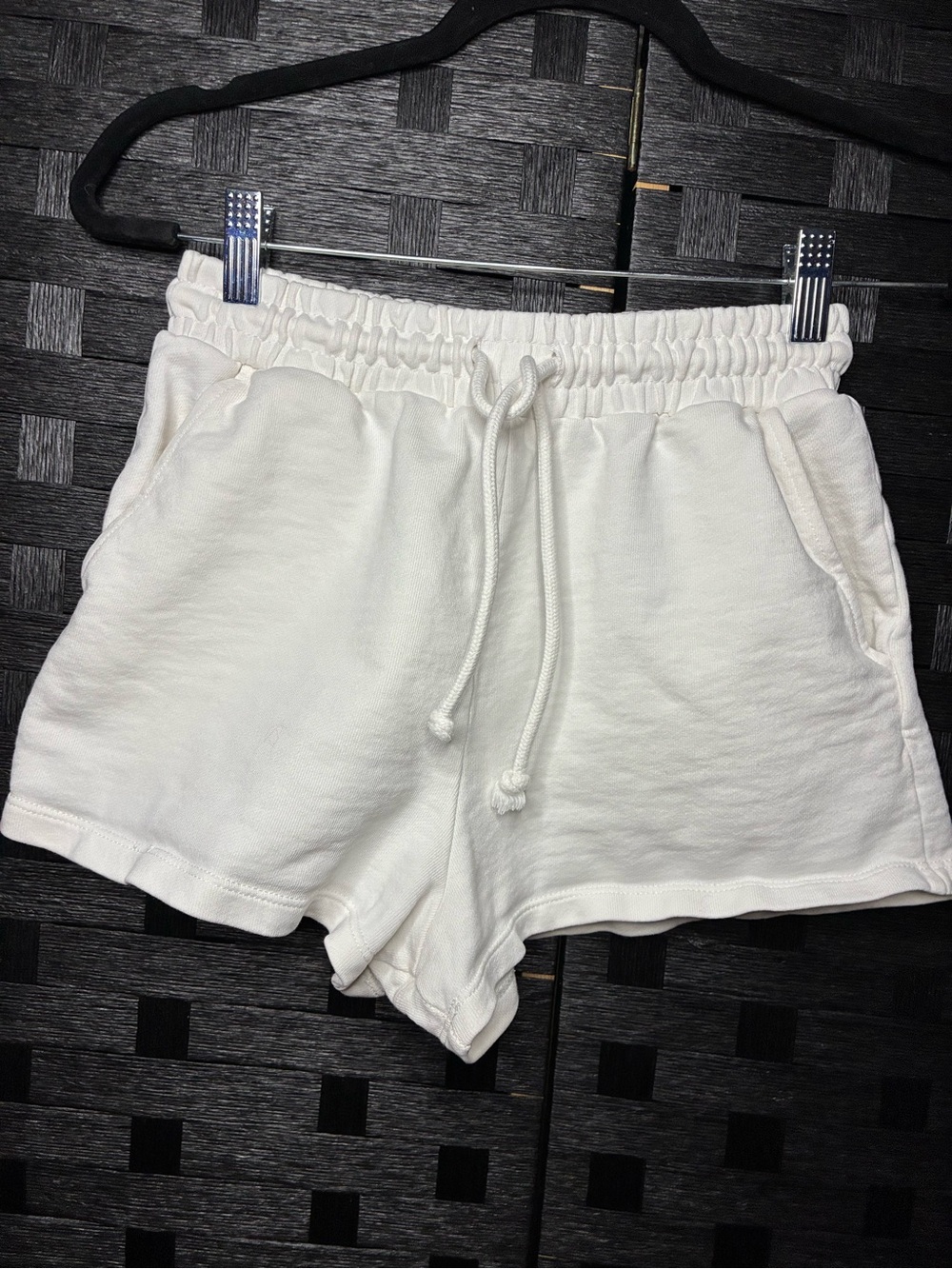 Zara White Elastic Drawstring Athletic Shorts